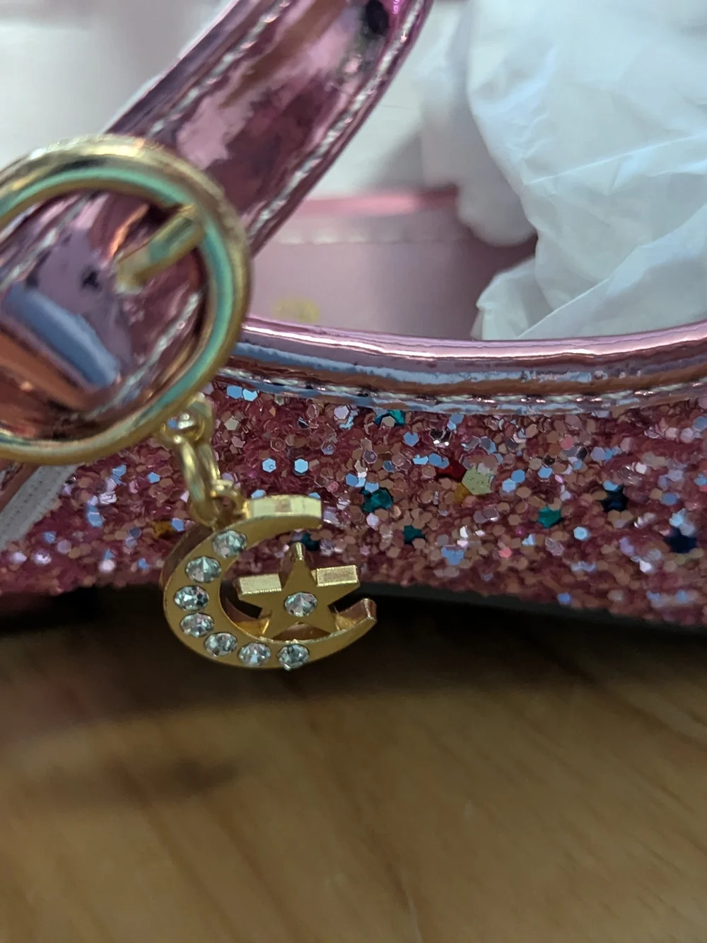 Ami Pink Glitter Bow Mary Jane Dress Shoes